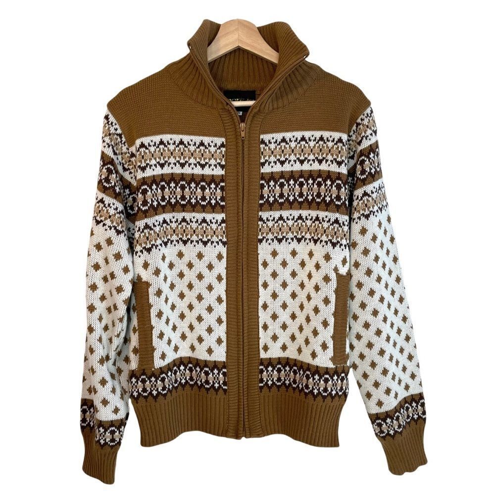 Vintage Nordic Wear Fair Isle Full Zip Sweater